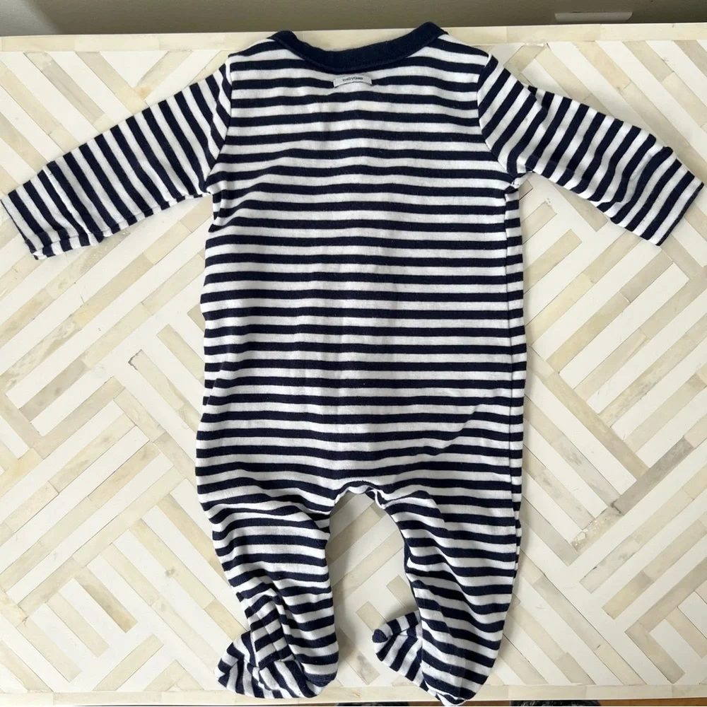 GAP Baby Navy Striped Cotton Footie, 0-3mo